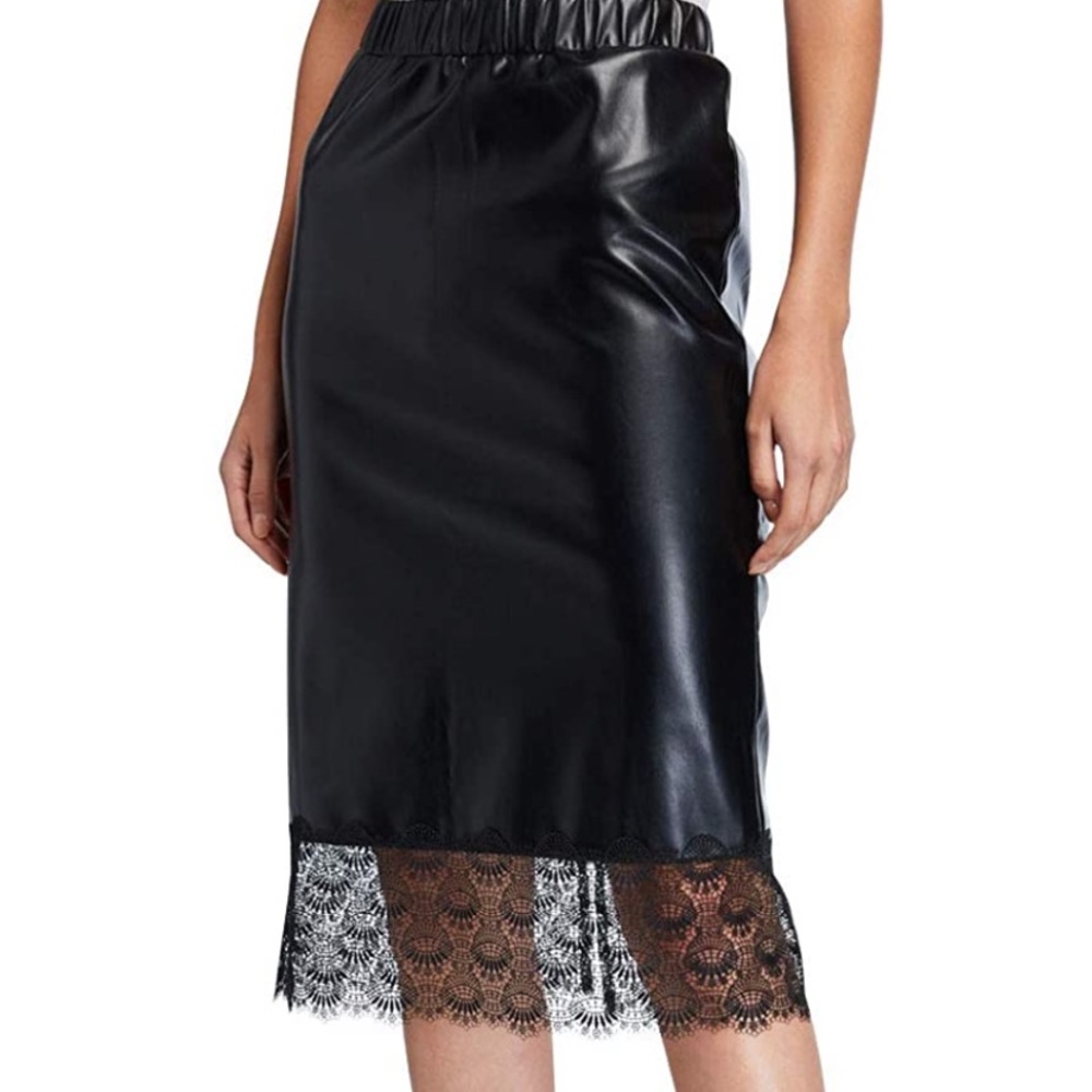 NWT Michael Kors Faux Leather Skirt w/Lace Trim S